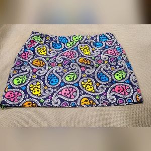 Loudmouth Black and Neon Sugar Skull Skort, Size 16